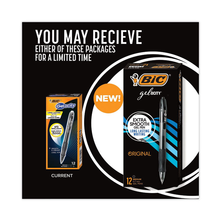 Gel-Ocity Gel Pen, Retractable, Medium 0.7 Mm, Black Ink, Translucent Black Barrel, Dozen