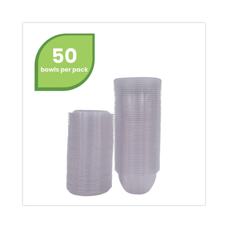Renewable and Compostable Containers, 18 oz, 5.5" Diameter x 2.3" h, Clear, Plastic, 150/Carton