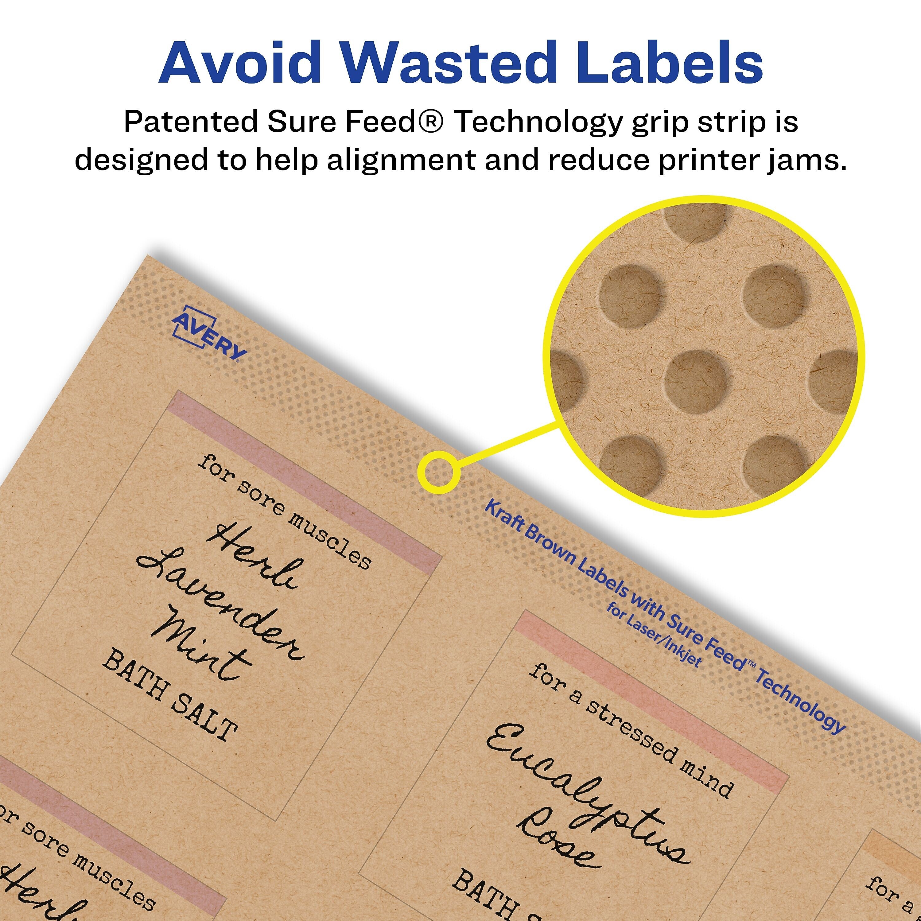 Avery Square Labels, 2.5" x 2.5", Kraft Brown, 225 Labels/Pack (94104)