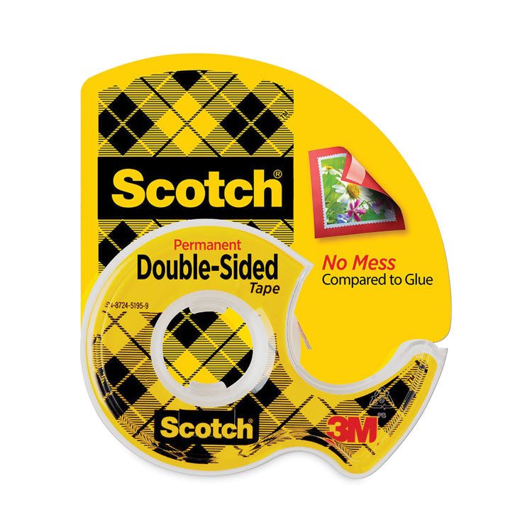Double-Sided Permanent Tape In Handheld Dispenser, 1" Core, 0.5" X 20.83 Ft, Clear