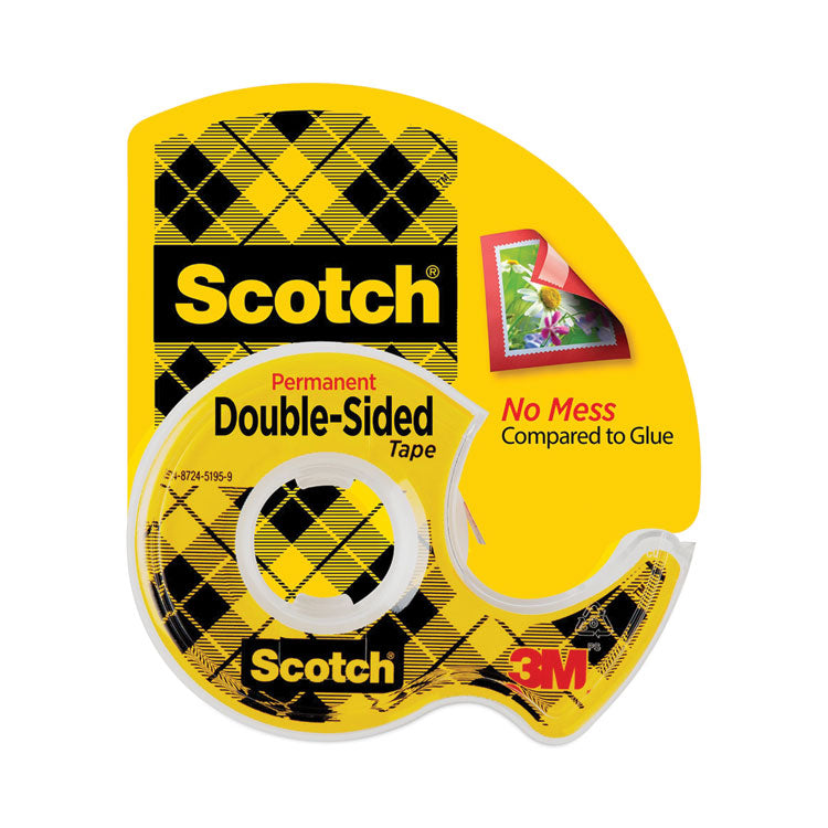 Double-Sided Permanent Tape In Handheld Dispenser, 1" Core, 0.5" X 37.5 Ft, Clear