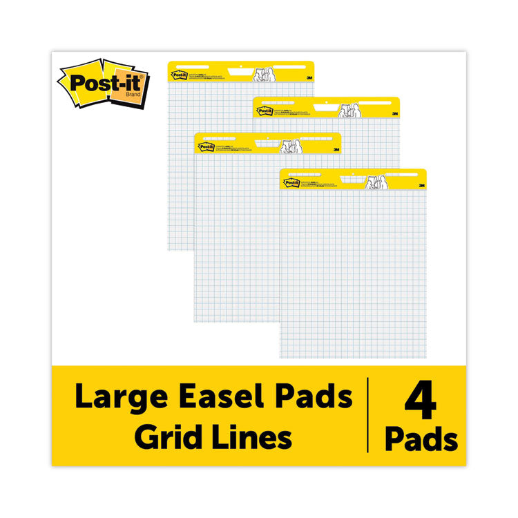 Vertical-Orientation Self-Stick Easel Pad Value Pack, Quadrille Rule (1 sq/in), 25 x 30, White, 30 Sheets, 4/Carton