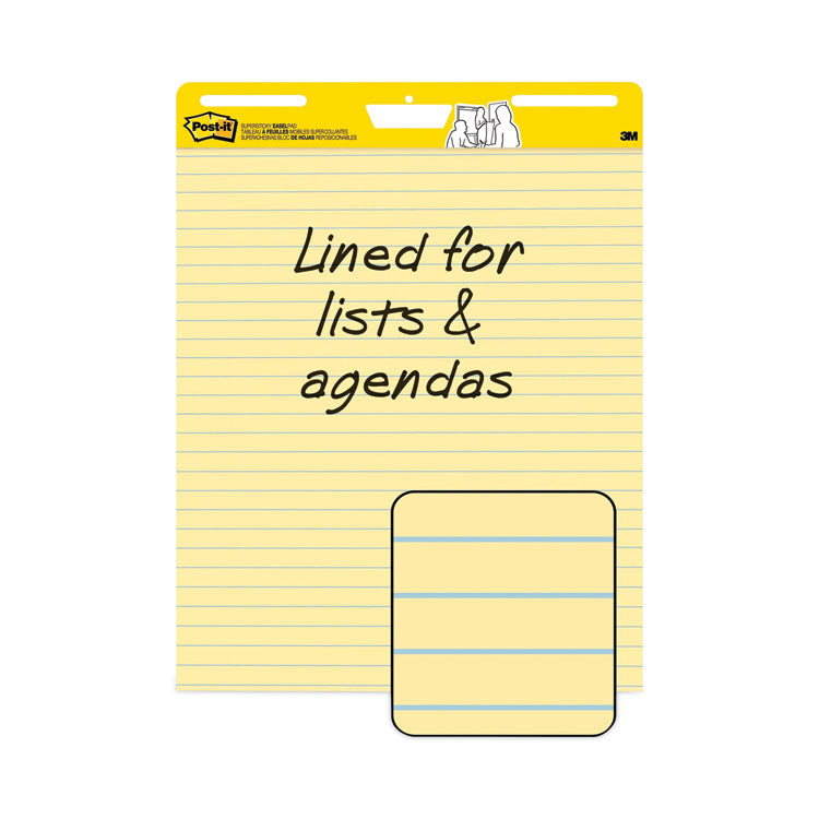 Vertical-Orientation Self-Stick Easel Pads, Presentation Format (1.5" Rule), 25 x 30, Yellow, 30 Sheets, 2/Carton
