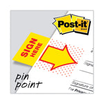 Arrow Message 1" Page Flags, "Sign Here", Yellow, 50 Flags/Dispenser, 2 Dispensers/Pack