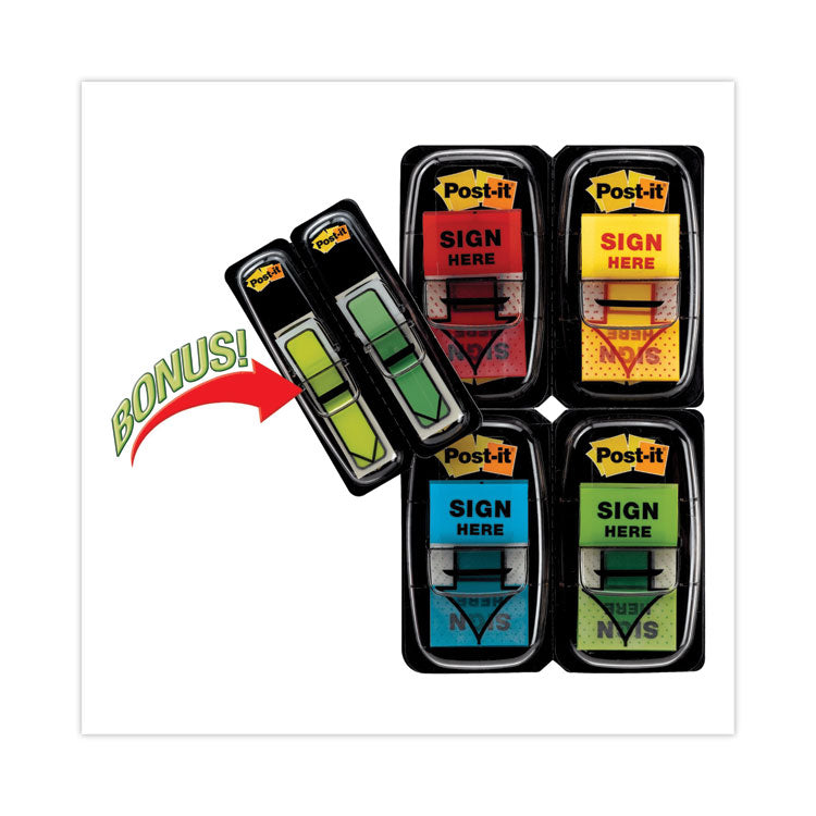Arrow Message 1" Page Flags, 200 "Sign Here", 48 Arrow, Four Colors, 248/Pack