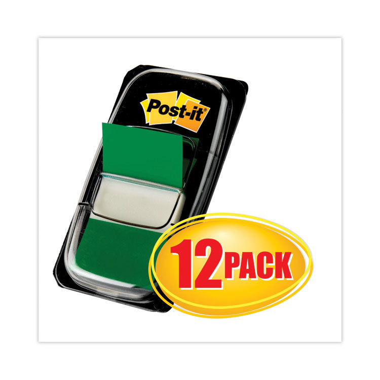 Marking Page Flags In Dispensers, Green, 50 Flags/dispenser, 12 Dispensers/pack