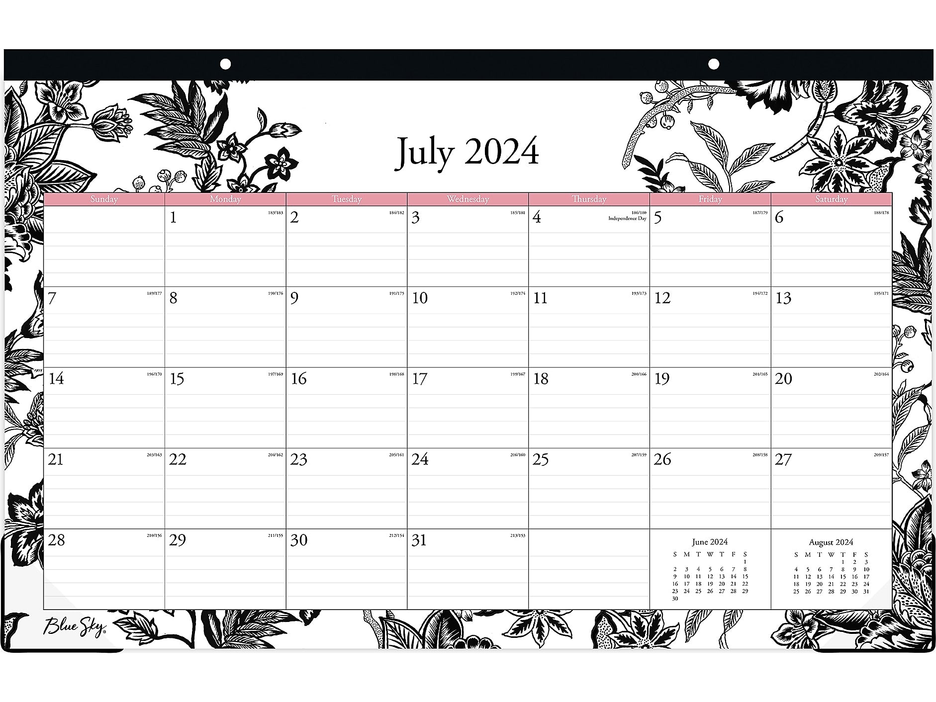 2024-2025 Blue Sky Analeis 17" x 11" Academic Monthly Desk Pad Calendar, Black/White (130617-A25)