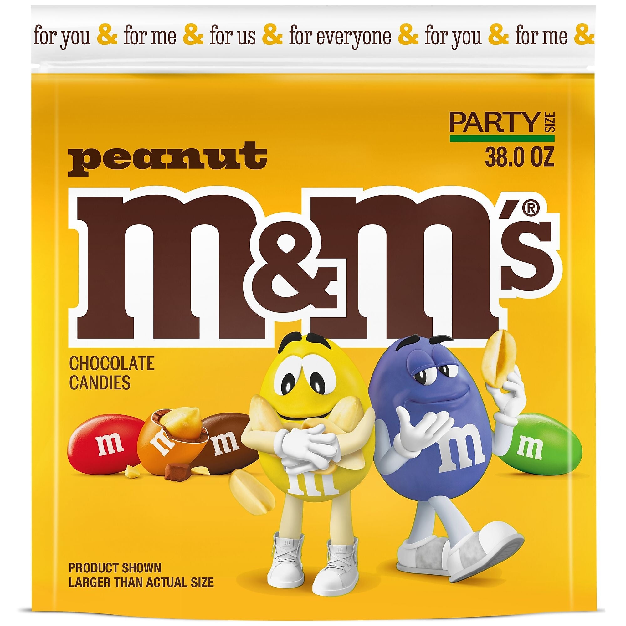 M&M's Party Size Peanut Milk Chocolate Candy Pieces, 38 oz. (MMM55116)