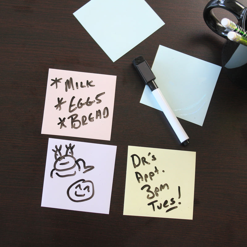 Flipside Dry-Erase Sticky Notes, 3" x 3", 12/Pack (94433)