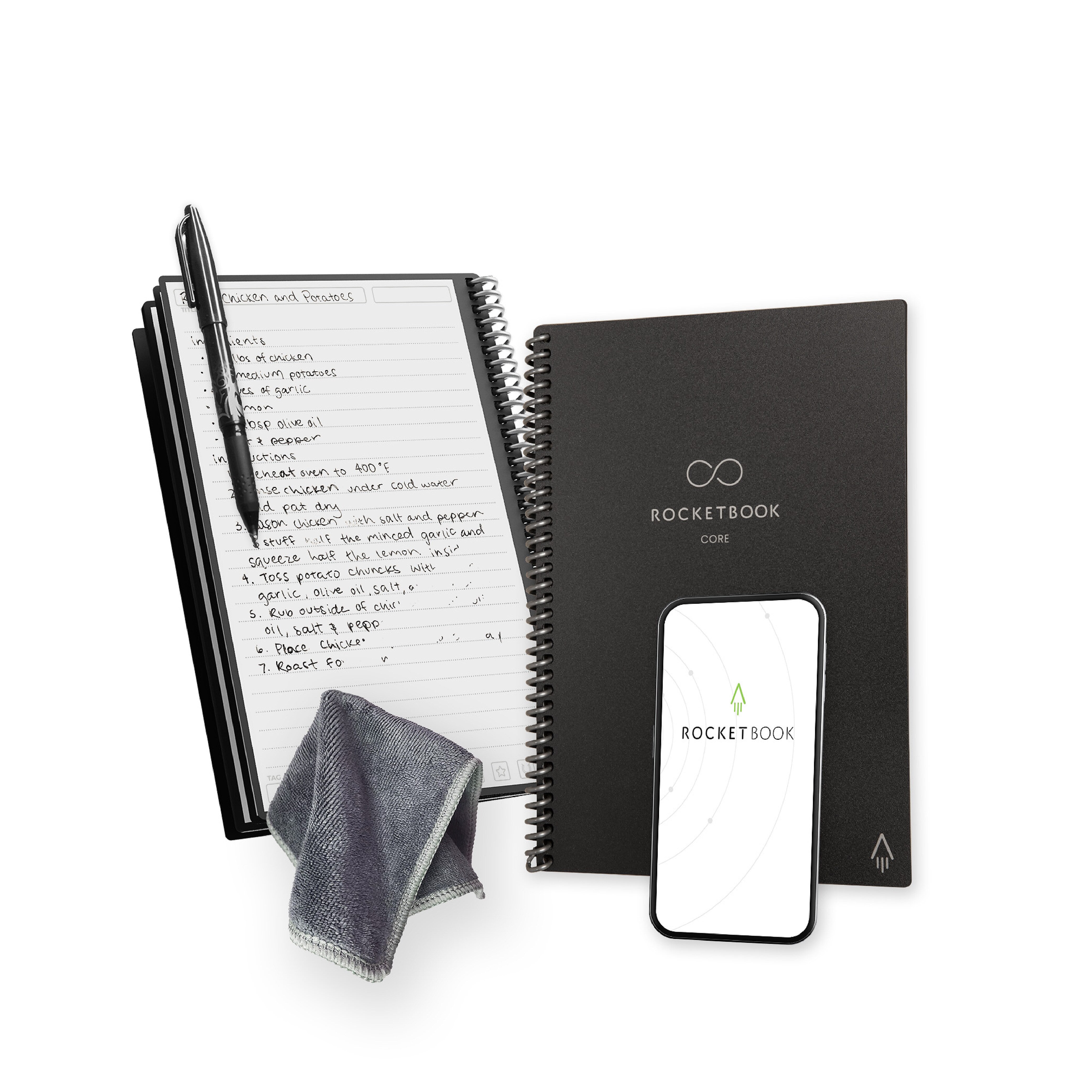 Rocketbook Core Professional Notebooks, 6" x 8.8", College Ruled, 18 Sheets, Black (EVR2-E-RC-A-FR)