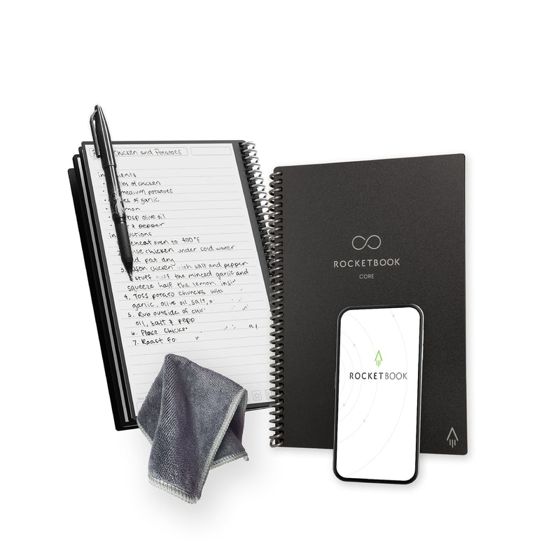 Rocketbook Core Professional Notebooks, 6" x 8.8", College Ruled, 18 Sheets, Black (EVR2-E-RC-A-FR)