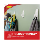 General Purpose Hooks, Large, Plastic, White, 5 lb Capacity, 14 Hooks and 16 Strips/Pack
