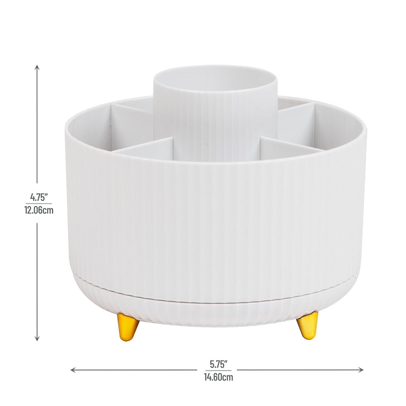 Mind Reader 5-Compartment Rotating Plastic Pen Holder, White (SPINPEN-WHT)