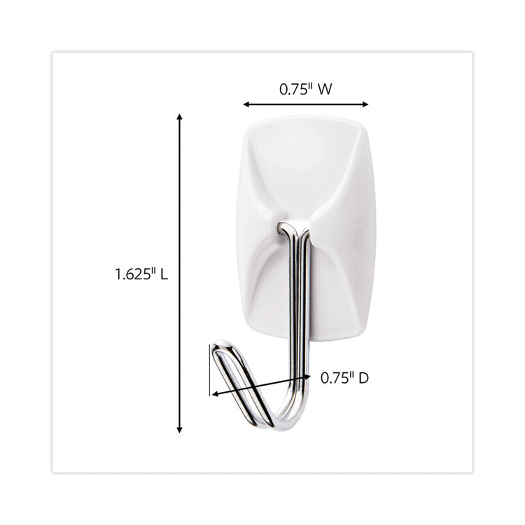 General Purpose Wire Hooks Multi-Pack, Small, Metal, White, 0.5 lb Capacity, 9 Hooks and 12 Strips/Pack