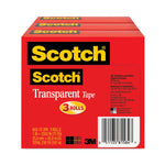 Transparent Tape, 3" Core, 1" X 72 Yds, Transparent, 3/pack