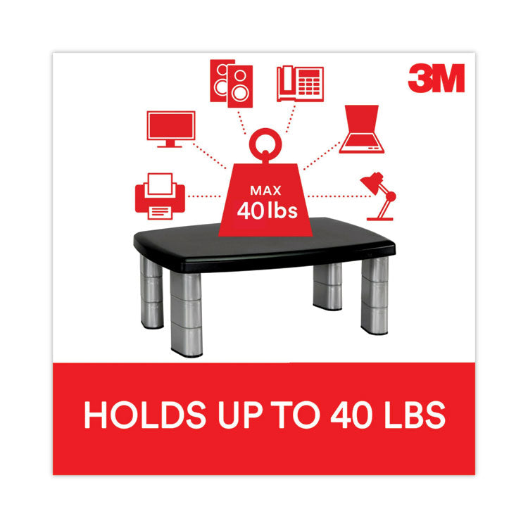 Extra-Wide Adjustable Monitor Stand, 20" X 12" X 1" To 5.78", Silver/black, Supports 40 Lbs
