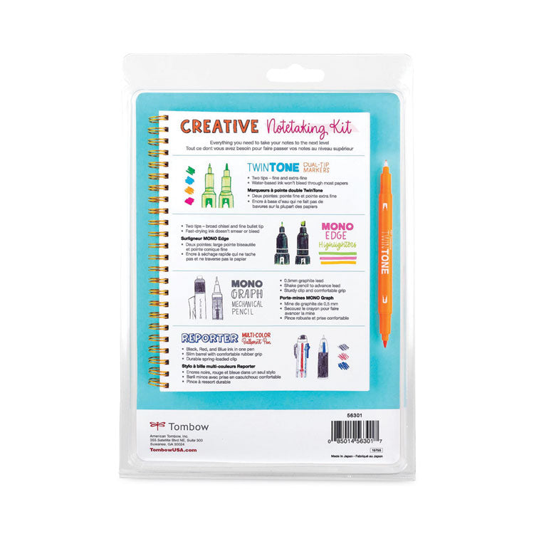 Creative Notetaking Kit, 0.7mm Ballpoint Pen, 0.5mm HB Pencil, (4) Bullet/Chisel Tip Markers,(3) Chisel/Fine Tip Highlighters