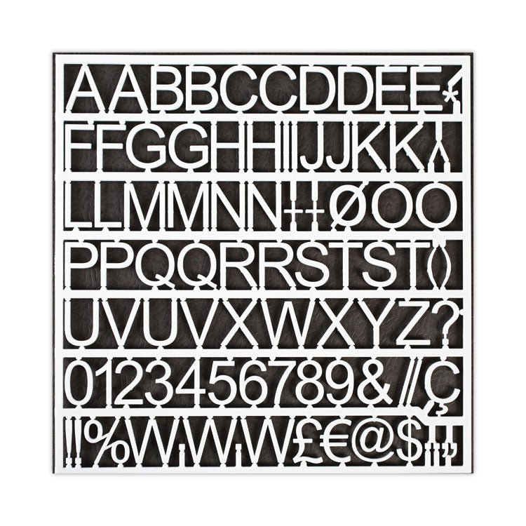 Set of Plastic Letter Board Letters, Numbers and Symbols, 1" Tall, White Characters, 270 Pieces