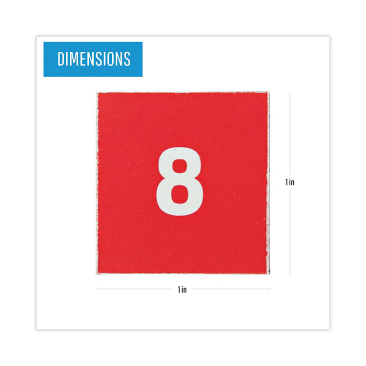 Heavy-Duty Board Magnet Labels, Calendar Dates (1-31), 1" Tall, White Characters, Red Background, 35/Pack