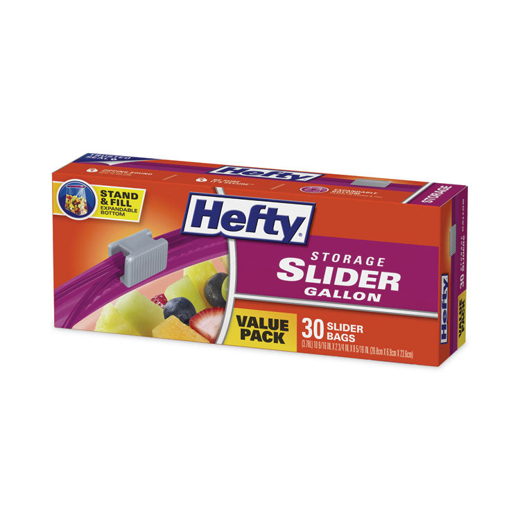 Slider Stand and Fill Food Storage Bags, Gallon, 10.56" x 11", Clear, 30/Box