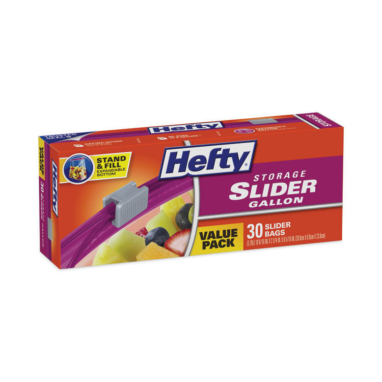 Slider Stand and Fill Food Storage Bags, Gallon, 10.56" x 11", Clear, 30/Box