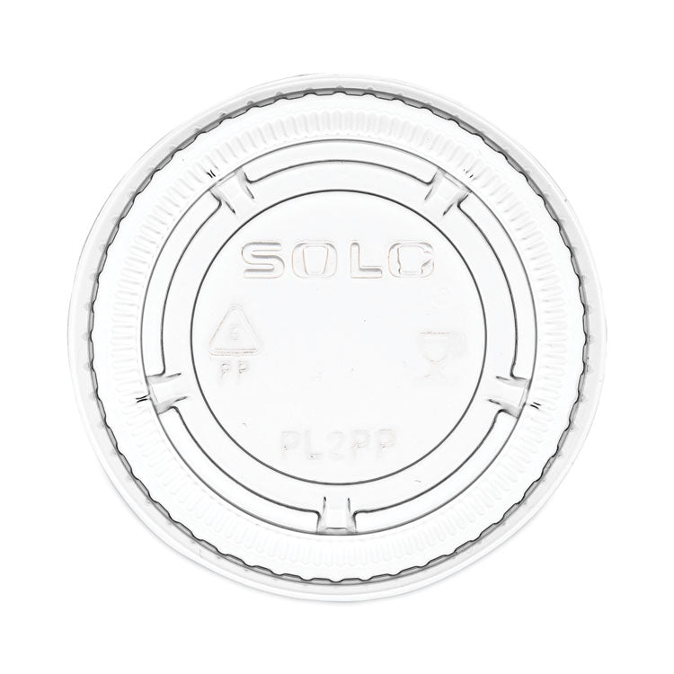 Portion/Souffle Cup Lids, Fits 1.5 oz to 2.5 oz Portion Containers, Plastic, Clear, 125/Sleeve, 20 Sleeves/Carton