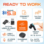 Delton T50 True Wireless Noise Canceling Bluetooth Computer Earbud Headset, Black (DBHT50)