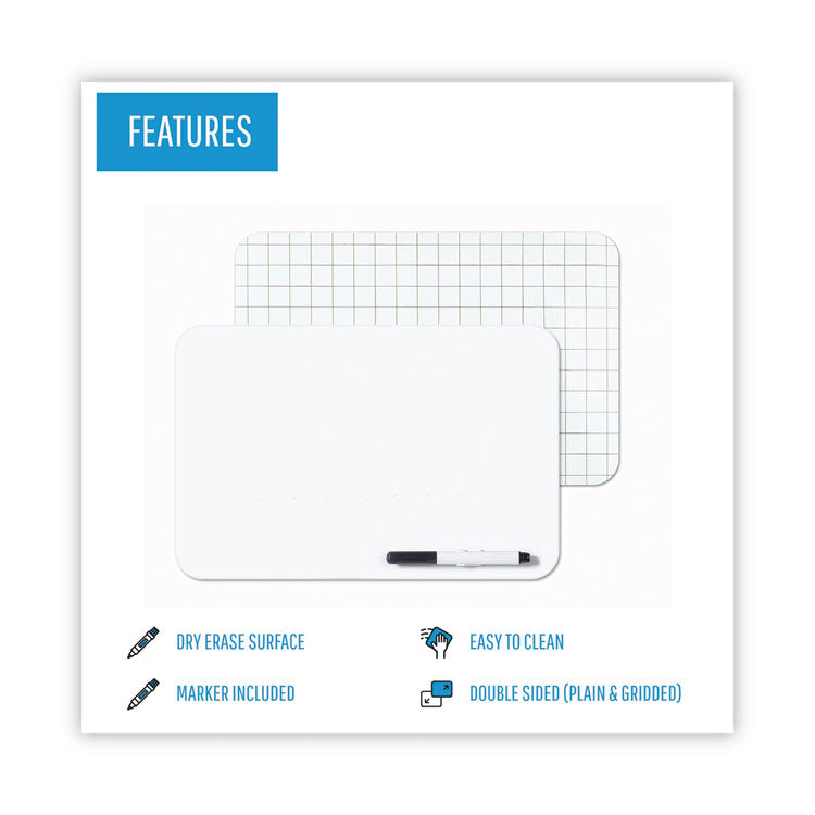 Dry Erase Lap Board, 11.88" x 8.25", White Surface