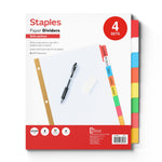 Staples Write & Erase Paper Dividers, Assorted Colors, 8-Tabs, 4 Sets (13511/23179)