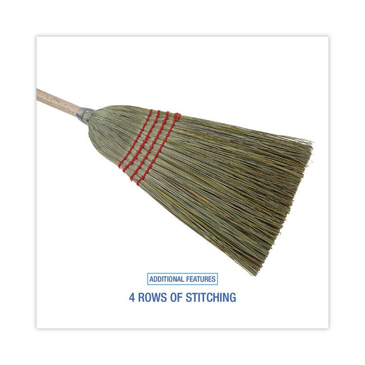 Mixed Fiber Maid Broom, Mixed Fiber Bristles, 55" Overall Length, Natural