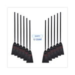 Flag Tipped Poly Lobby Brooms, Flag Tipped Poly Bristles, 38" Overall Length, Natural/black, 12/carton