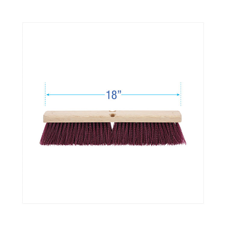 Floor Brush Head, 3" Maroon Heavy-Duty Polypropylene Bristles, 18" Brush