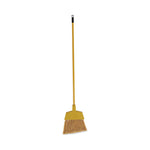 Corn Fiber Angled-Head Lobby Brooms, 55" Handle, Yellow, 12/carton