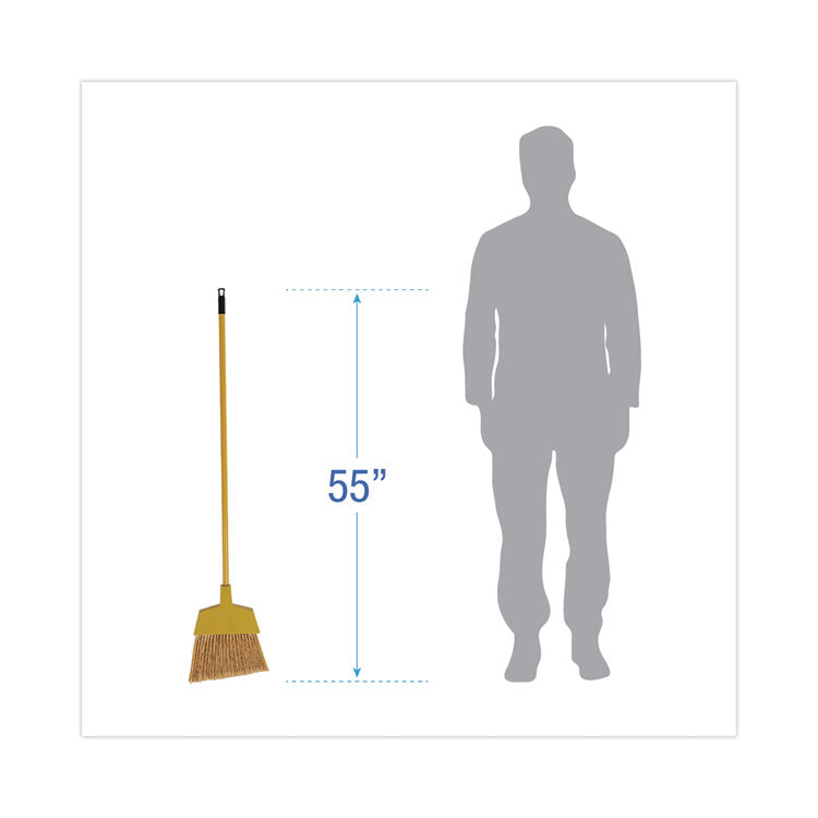 Corn Fiber Angled-Head Lobby Brooms, 55" Handle, Yellow, 12/carton