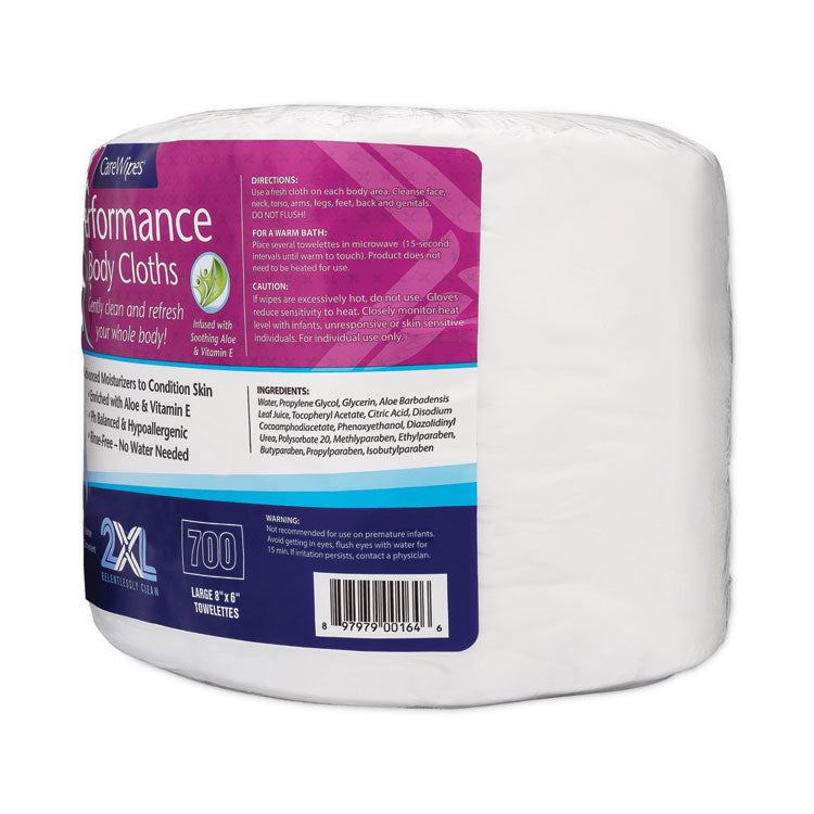 Performance Body Cloths, 1-Ply, 6 x 8, Unscented, White, 700/Pack, 2 Packs/Carton