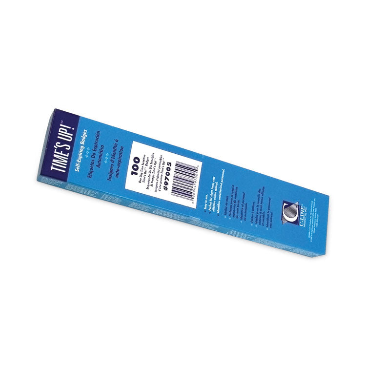 Time's Up! Self-Expiring Visitor Badges, One-Day Badge, 3 X 2, White, 100/box