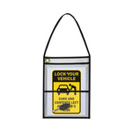 Stitched Shop Ticket Holders, 22" Hang Strap, Super Heavy-Duty, 9 x 6 and 9 x 12 Inserts, Clear Front, Black Border, 15/Box