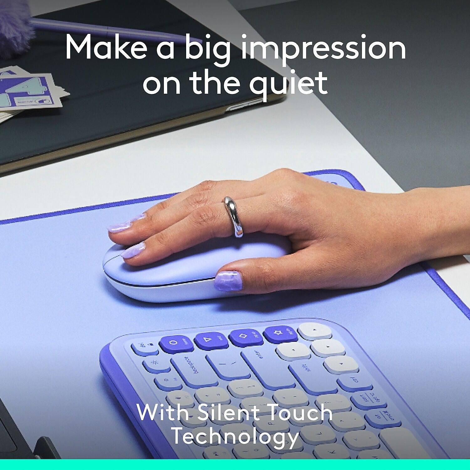 Logitech POP Wireless Ambidextrous Optical Mouse, Lilac (910-007410)