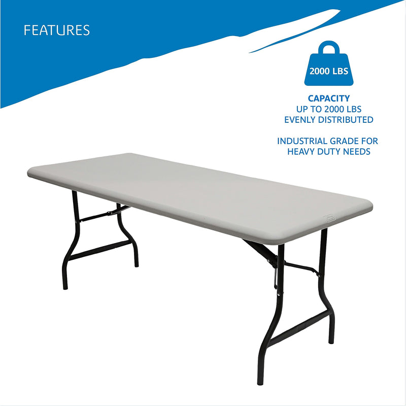 ICEBERG IndestrucTable 30" x 96" Plastic Folding Table, Platinum Granite (65233)