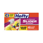 Slider Stand and Fill Food Storage Bags, Quart, 8" x 7", Clear, 40 Bags/Box, 9 Boxes/Carton