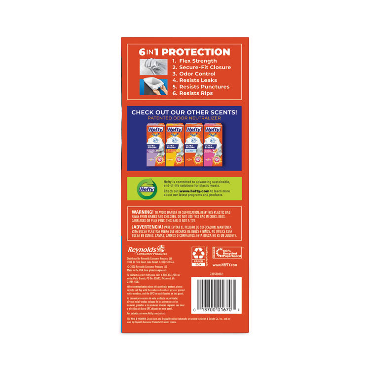 Ultra Strong Scented Tall Kitchen Bags, Drawstring, 13 gal, Clean Burst, 24.75" x 24.88", White, 80 Bags/Box, 3 Boxes/Carton
