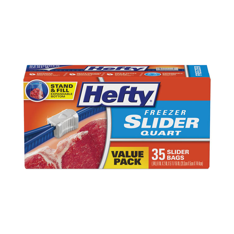 Slider Stand and Fill Freezer Storage Bags, 32 oz, 7" x 8", Clear, 35/Box