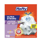 Ultra Strong Scented Tall Kitchen Bags, Drawstring, 13 gal, Lavender/Vanilla, 23.75" x 24.88", White, 110/Box, 3 Boxes/Carton