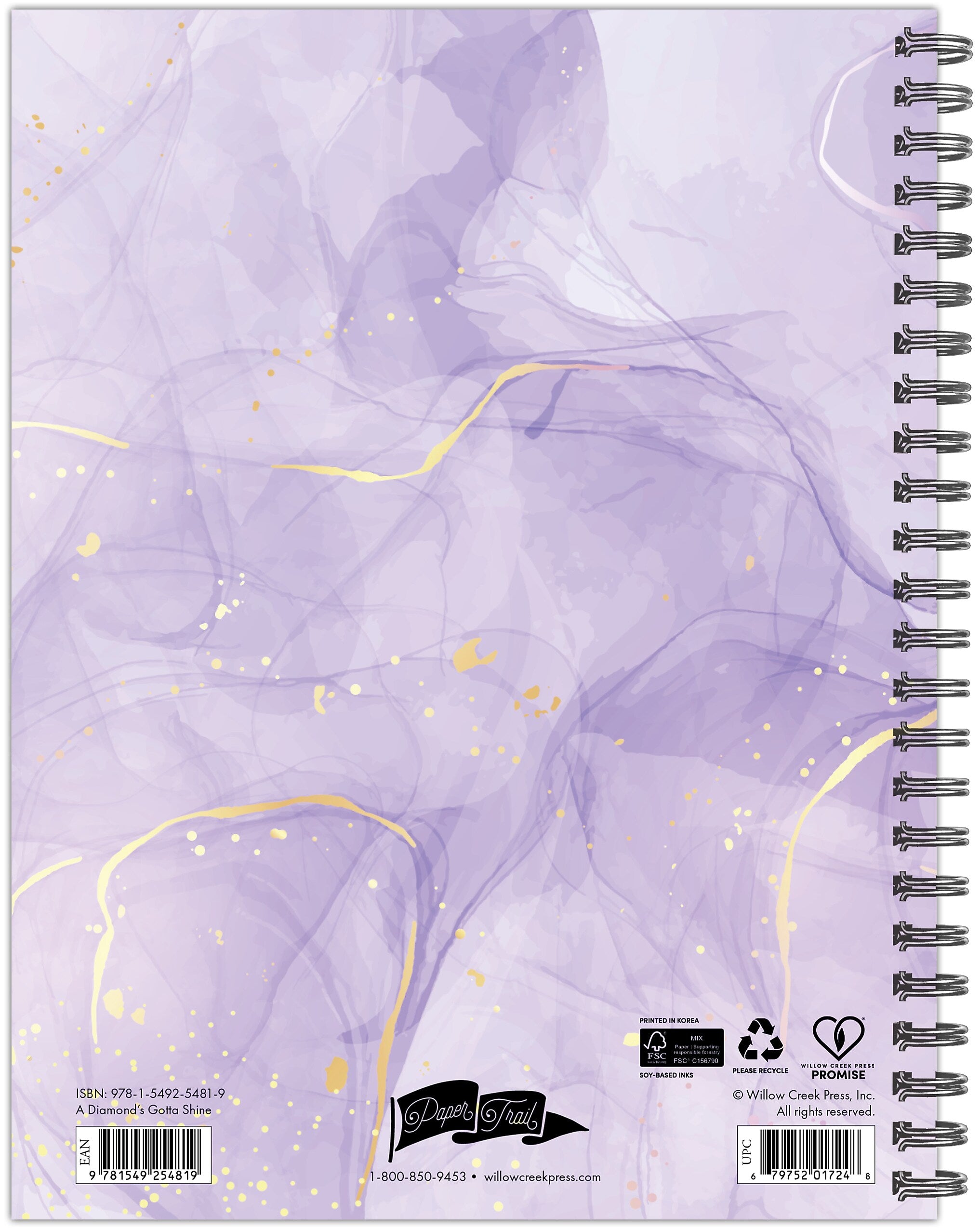 2025-2026 Willow Creek A Diamond's Gotta Shine 6.5" x 8.5" Academic Year Weekly & Monthly Planner, Multicolored (54819)