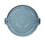 BRUTE Self-Draining Flat Top Lids for 10 gal Round BRUTE Container, 15.91" Diameter, Gray, 6/Carton