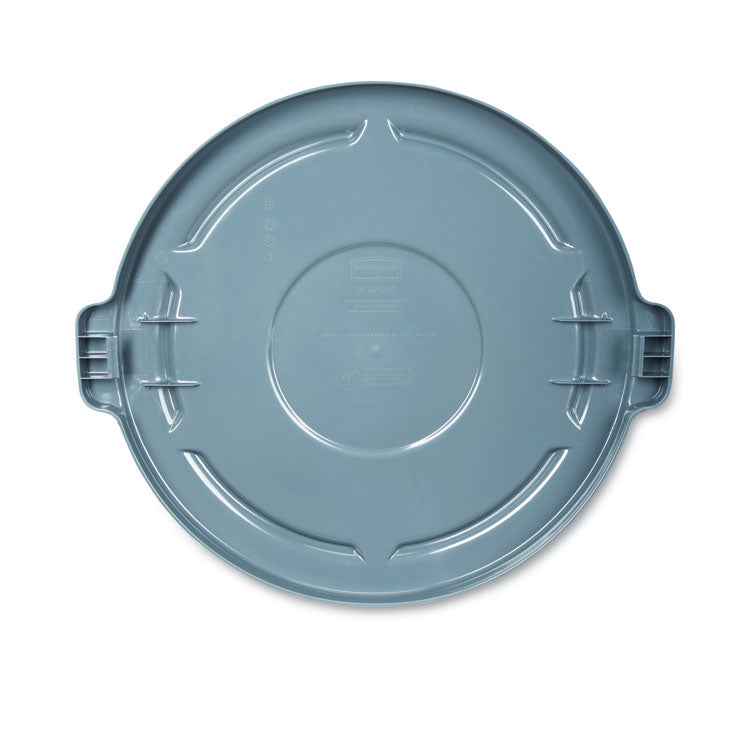 BRUTE Self-Draining Flat Top Lids for 10 gal Round BRUTE Container, 15.91" Diameter, Gray, 6/Carton