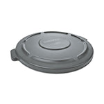BRUTE Self-Draining Flat Top Lids for 10 gal Round BRUTE Container, 15.91" Diameter, Gray, 6/Carton