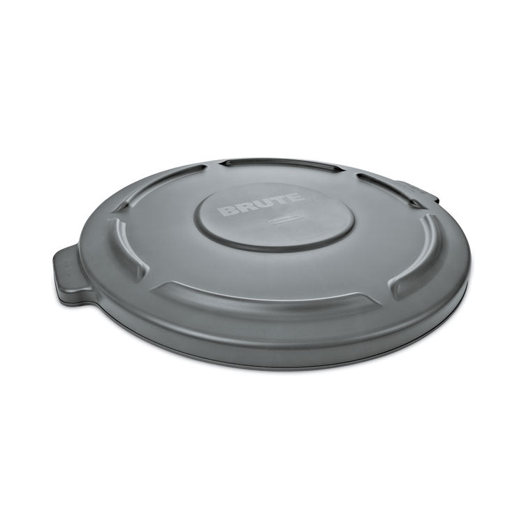 BRUTE Self-Draining Flat Top Lids for 10 gal Round BRUTE Container, 15.91" Diameter, Gray, 6/Carton