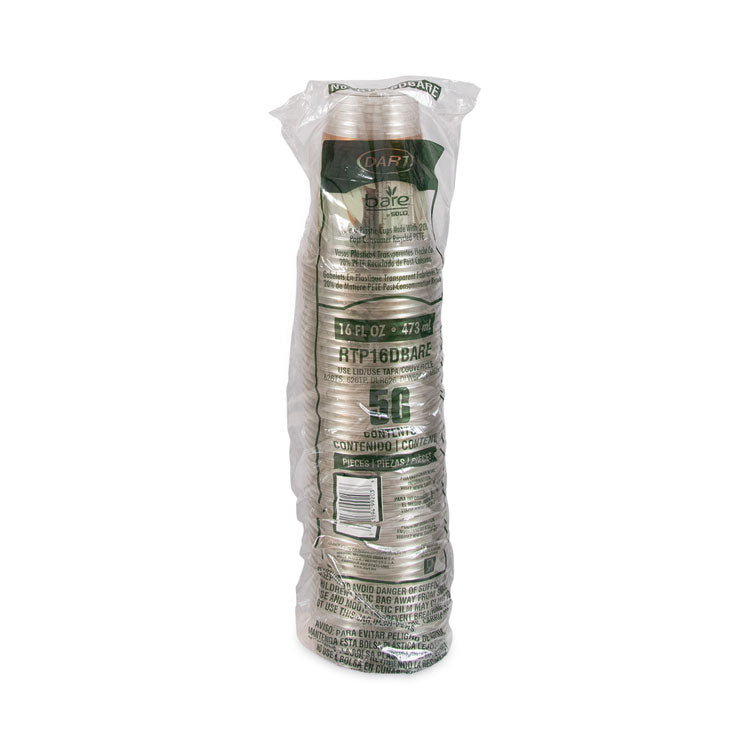 Bare Eco-Forward RPET Cold Cups, 16 oz to 18 oz, Plastic, Leaf Design, 50/Pack