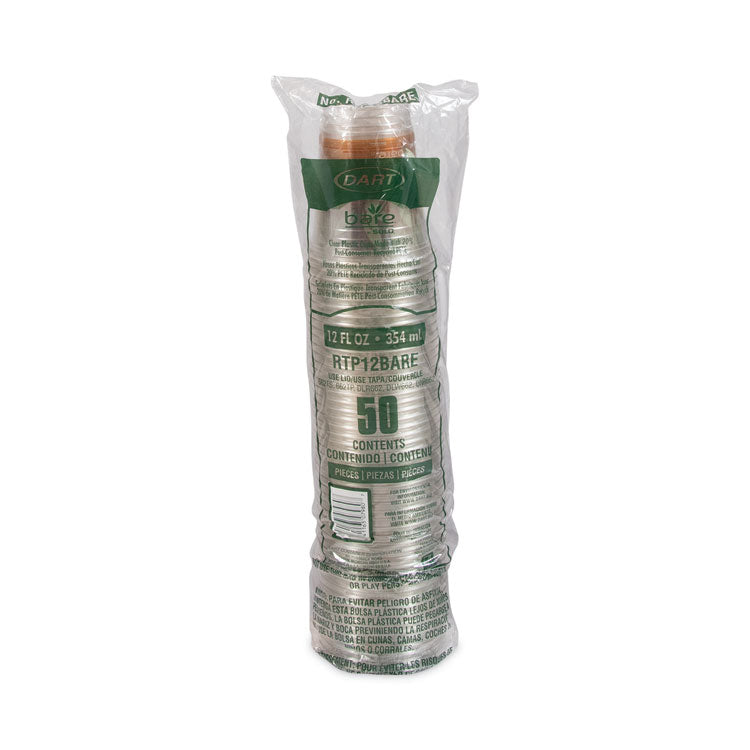 Bare Eco-Forward RPET Cold Cups, Squat, 12 oz to 14 oz, Plastic, Leaf Design, 50/Pack, 20 Packs/Carton